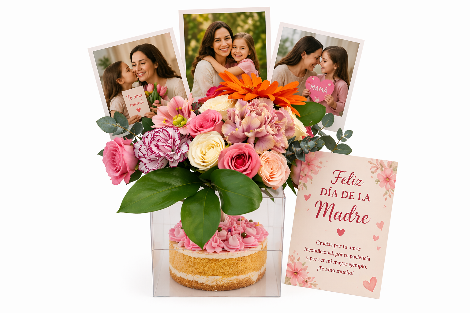 Ramo Cinderella con flores y carta Día de la Madre